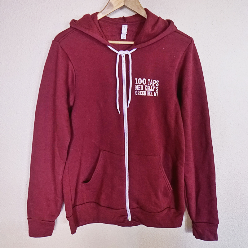 Zip-Up Hoodie – Maroon | Ned Kelly's Pub